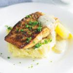Fish with herbs on mash